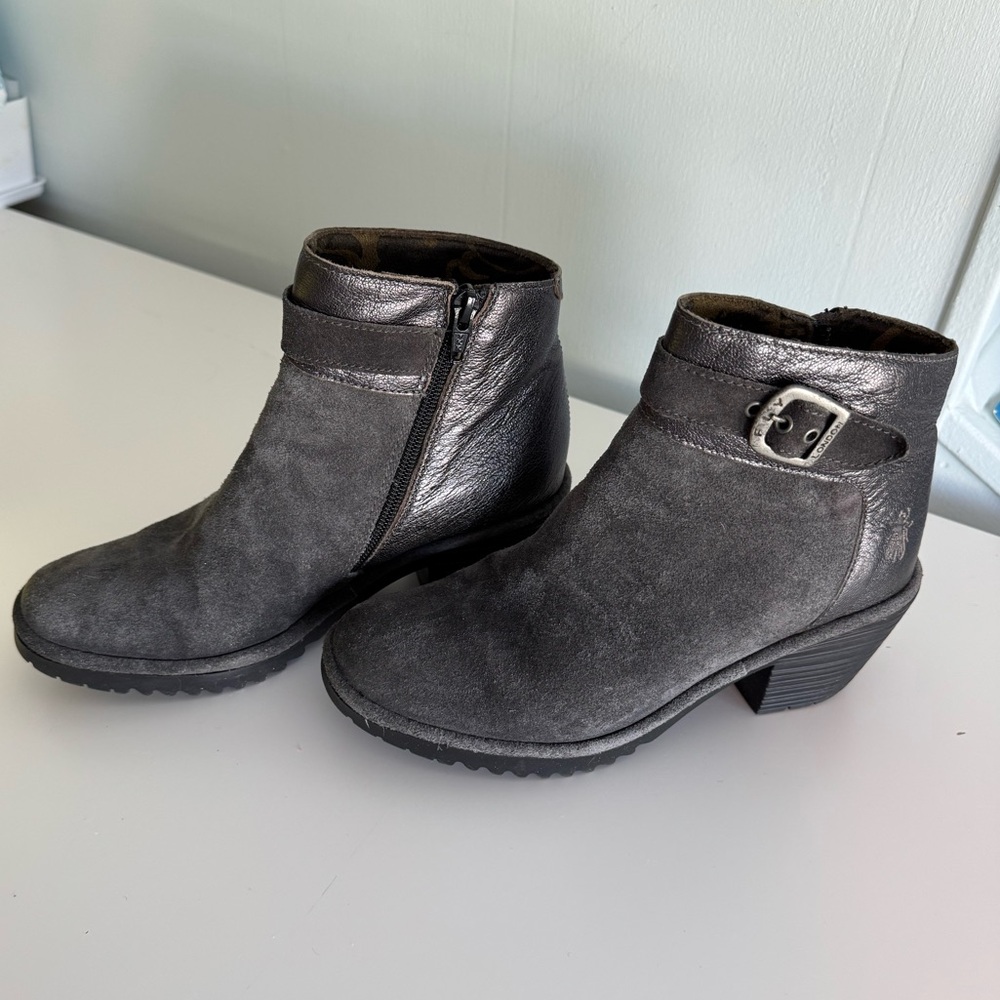 Like New Fly London Grey Ankle Boots